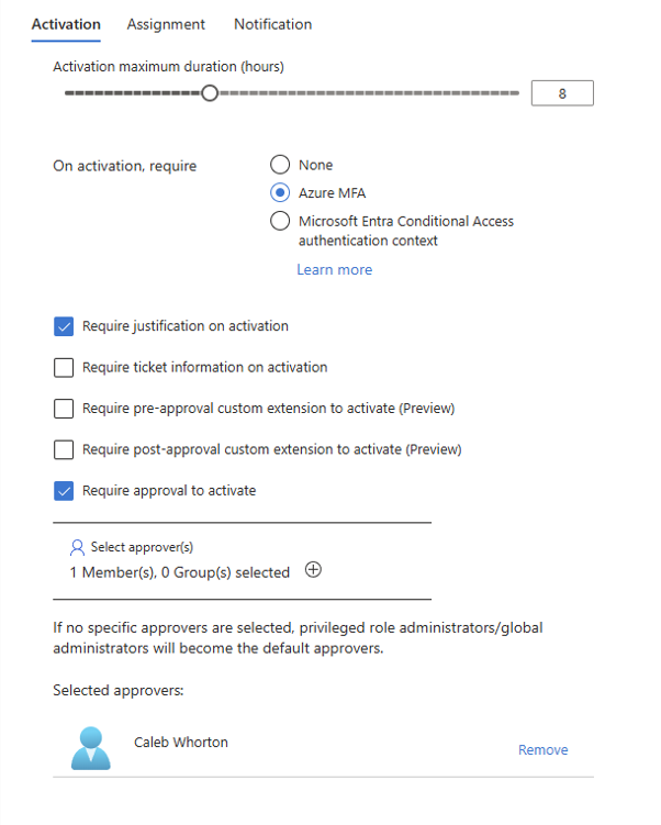 PIM Approval Settings